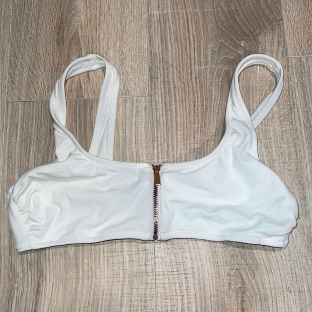 Shade and shore white zip up bikini
